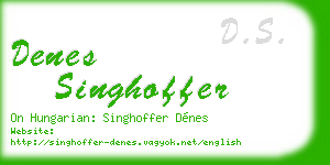denes singhoffer business card